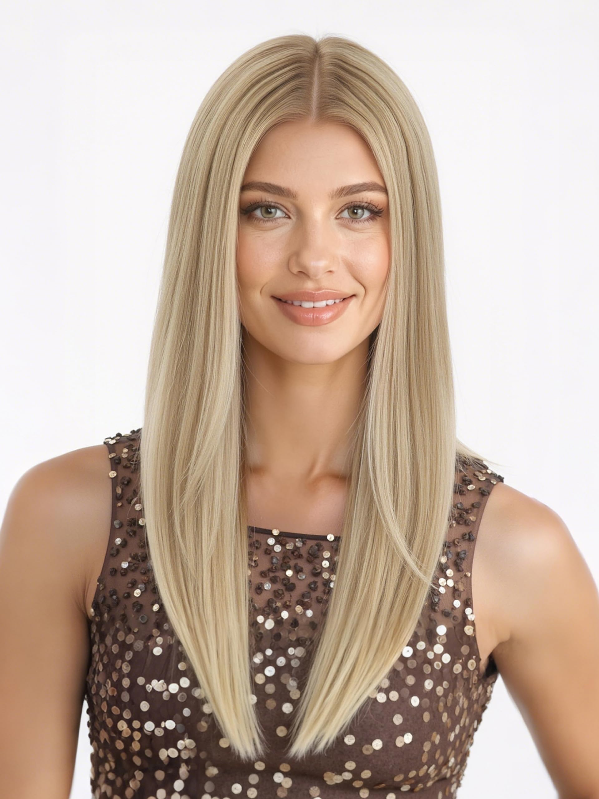 Topart peluca frontal HD 7x4 Swiss Lace rubia lisa 100% Remy (20 Inch) HWLF9001-1BL20
