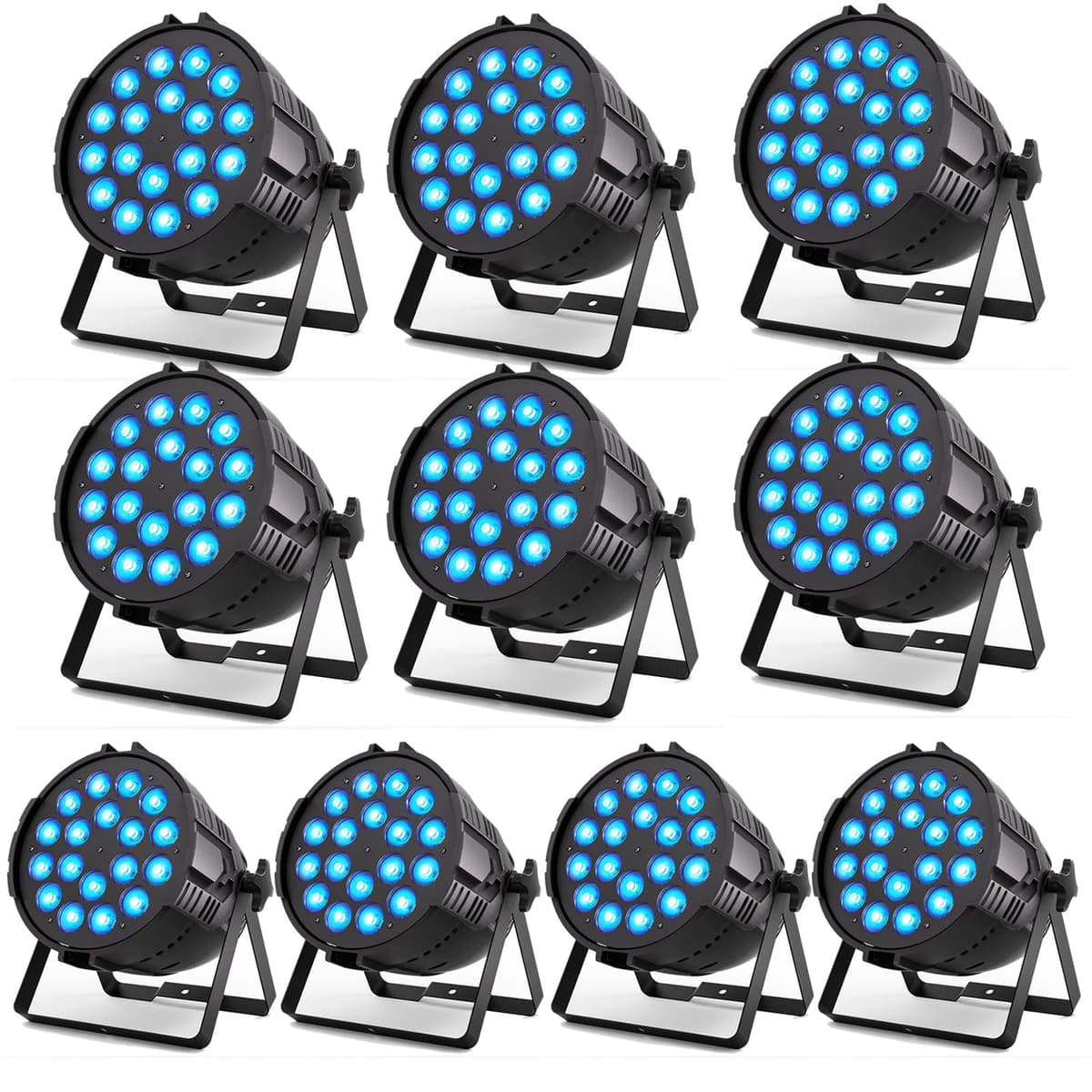 ZonQoonz 200 W Stage Par Lights RGBWAL 6-in-1 DMX512 Sound Activated Aluminum LED Par Can Uplights (Pack de 10) ZQ01331