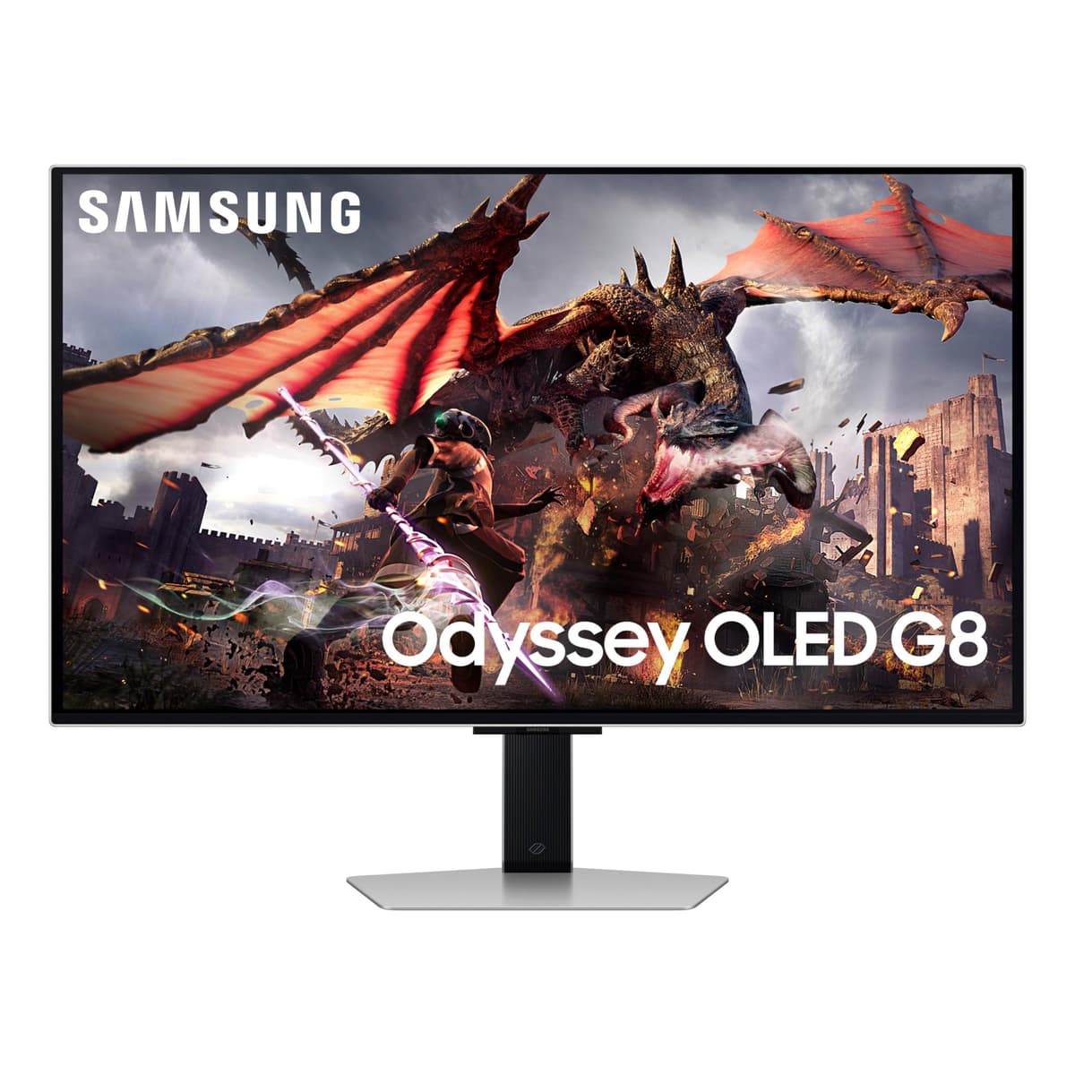 SAMSUNG monitor gamer Odyssey OLED G8 de 32 pulgadas (G80SD) Serie 4K UHD Smart, 240Hz 0.03ms, pantalla antirreflejo, Gaming Hub, diseño metálico ajustable y elegante, LS32DG802SNXZA, 2024 (Reacondicionado), Plateado LS32DG802SNXZA-cr
