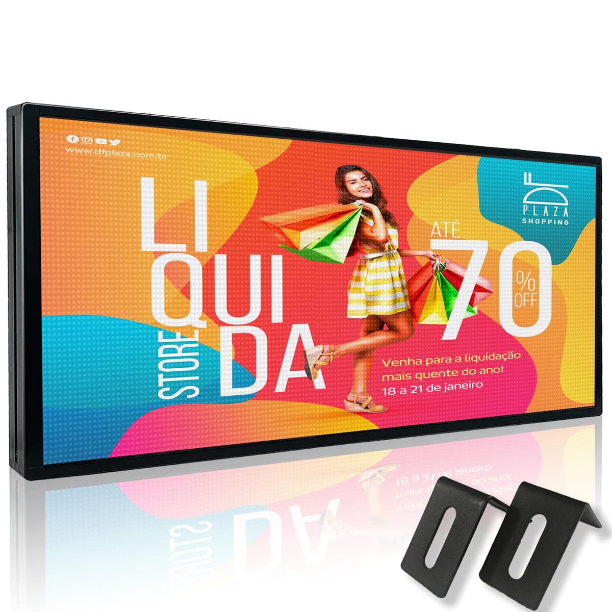 Letrero LED Exterior Programable 40"x17" WIFI/USB, Texto Deslizante Full Color, Publicidad para Tienda CT-059