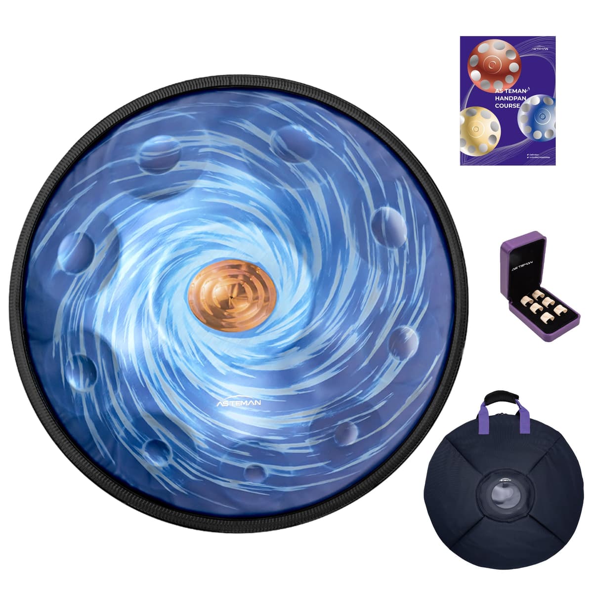 ASTEMAN Handpan en Re menor 432Hz, 22" con 10 notas