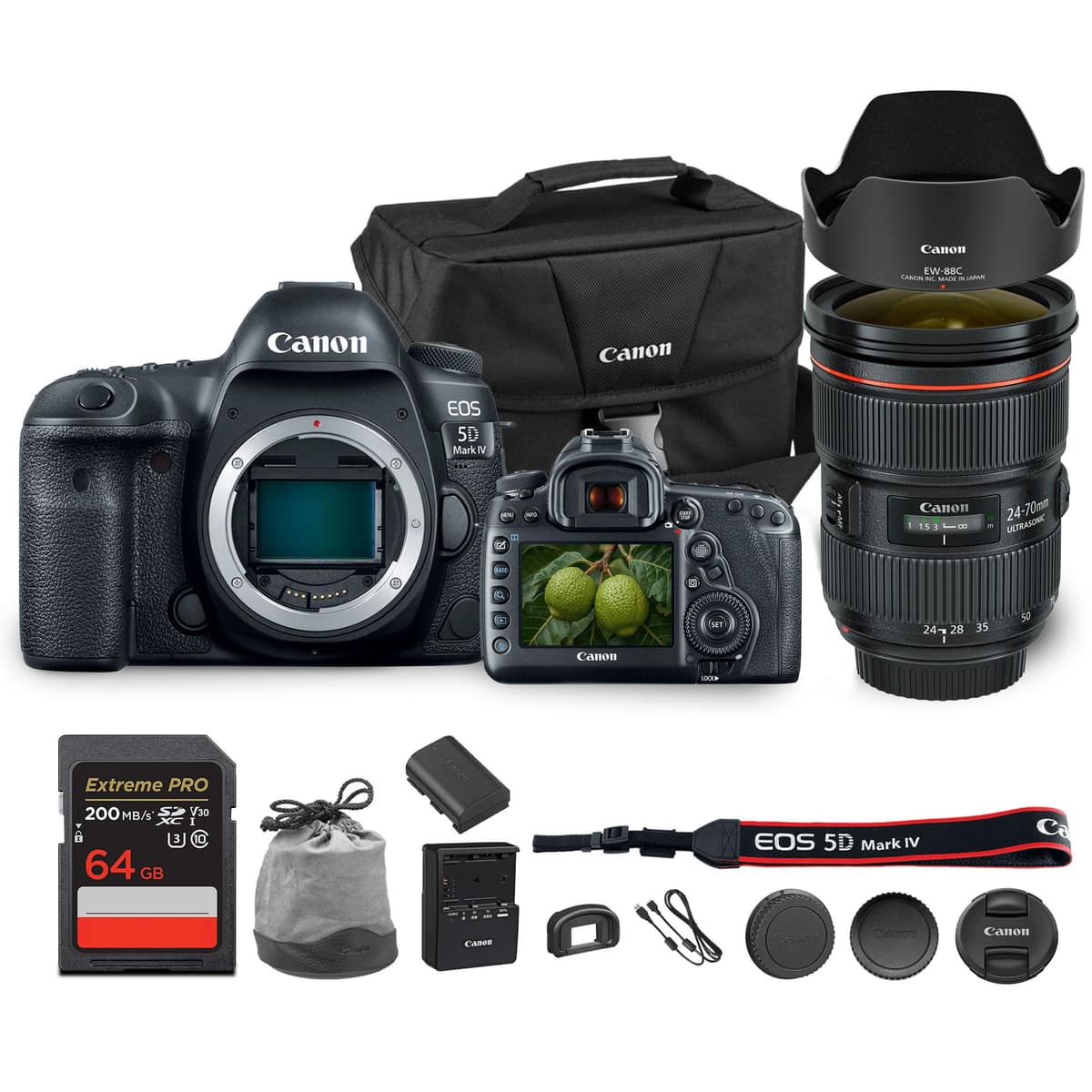 Canon EOS 5D Mark IV DSLR Cámara 30.4MP Full Frame 4K + Canon EF 24-70mm f/2.8L II + Bolsa + 64GB 1483C002_EDIPL_3