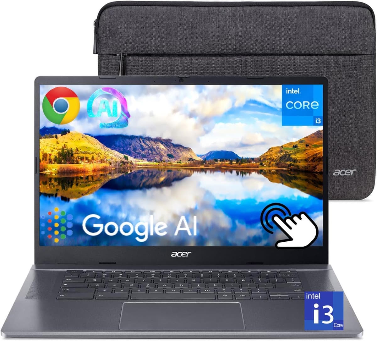 Acer Chromebook Plus 514 con pantalla táctil, 14" IPS 1920 x 1080 FHD retroiluminada LED, Intel i3-N305 de 8 núcleos, 8 GB LPDDR5, 1 TB SSD, Wi-Fi 6E, Google AI, Chrome OS, cámara 1080p, larga duración de batería Acer Chromebook Laptop