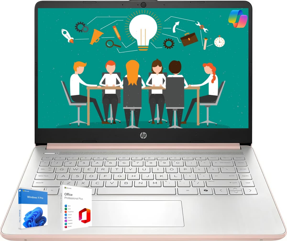 HP Laptop empresarial táctil de 15.6 pulgadas - Intel i7 1355U de 10 núcleos, pantalla FHD IPS antirreflejo, Intel Iris Xe, Wi-Fi 6, BT 5.3, Windows 11 Pro, tecla AI Copilot, paquete Redragon (32 GB RAM | 1 TB SSD) HP 15.6 Inch Laptop