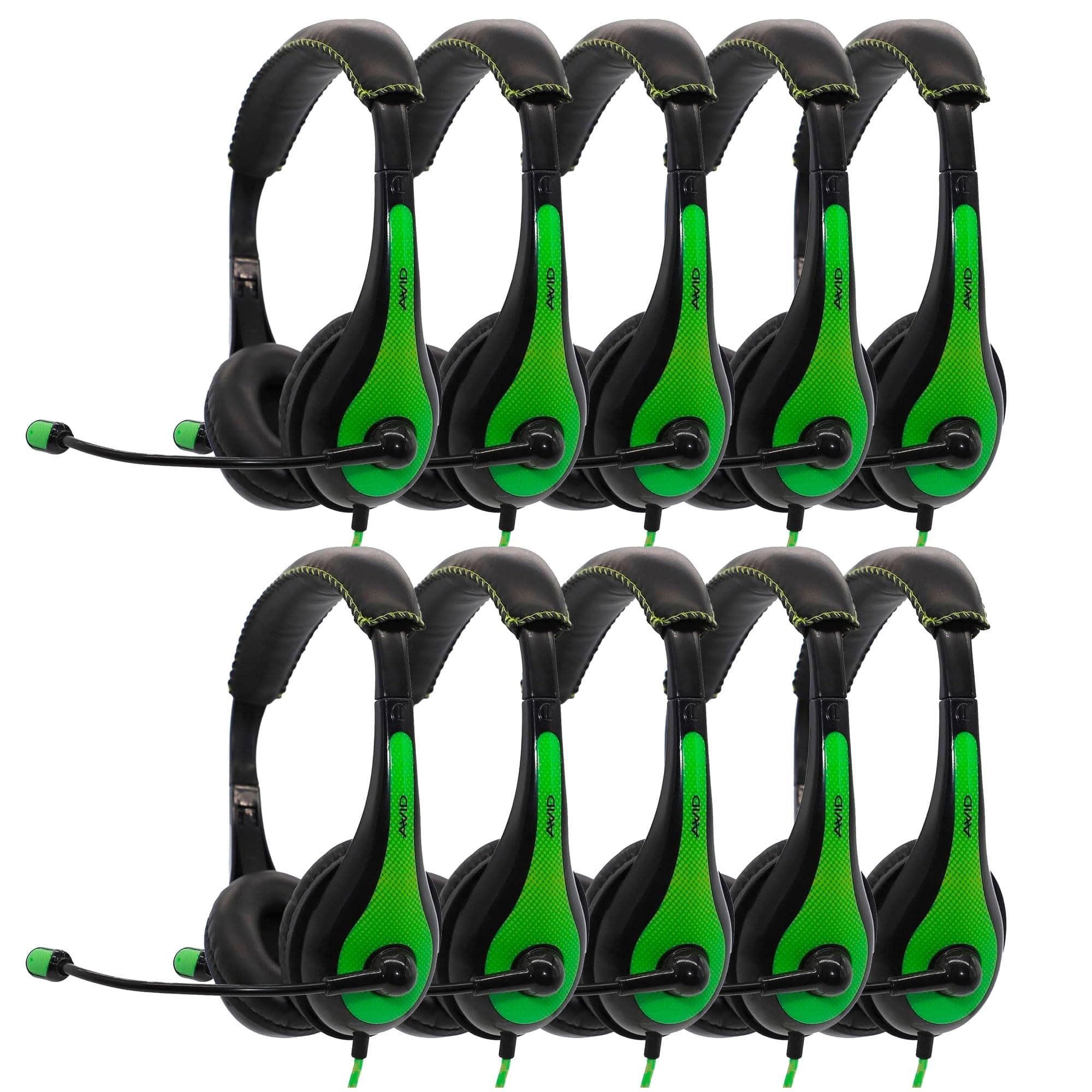 Avid AE-36 Auriculares Verde con Micrófono Boom Ajustable (Paquete x100) AE-36GREEN-100