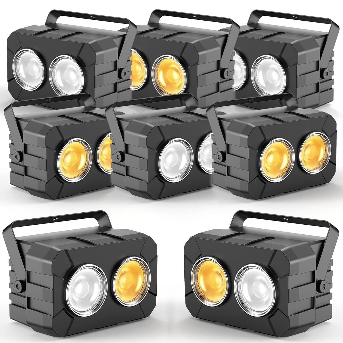 DazzlingStage 180W 2-Eyes LED COB Par Cool+Warm White - Pack de 8 LHQ-ZQ01321X8US-GYY