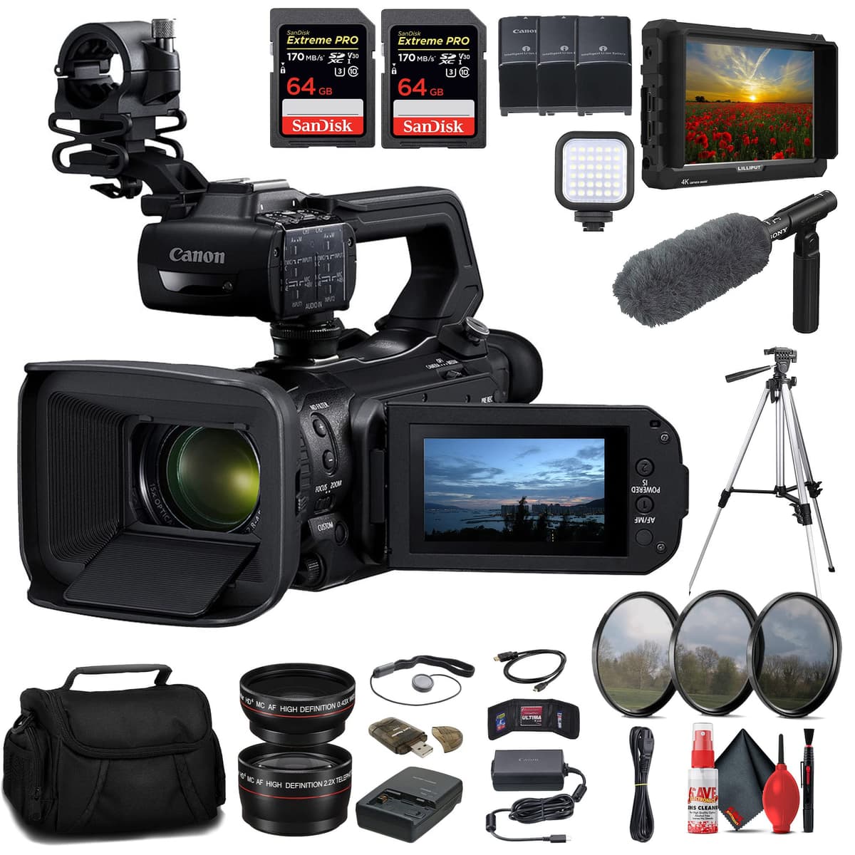 Canon XA70 UHD 4K30 Camcorder con Dual-Pixel AF + Monitor y Accesorios - Bundle reacondicionado 5736C002_EDI_3RE