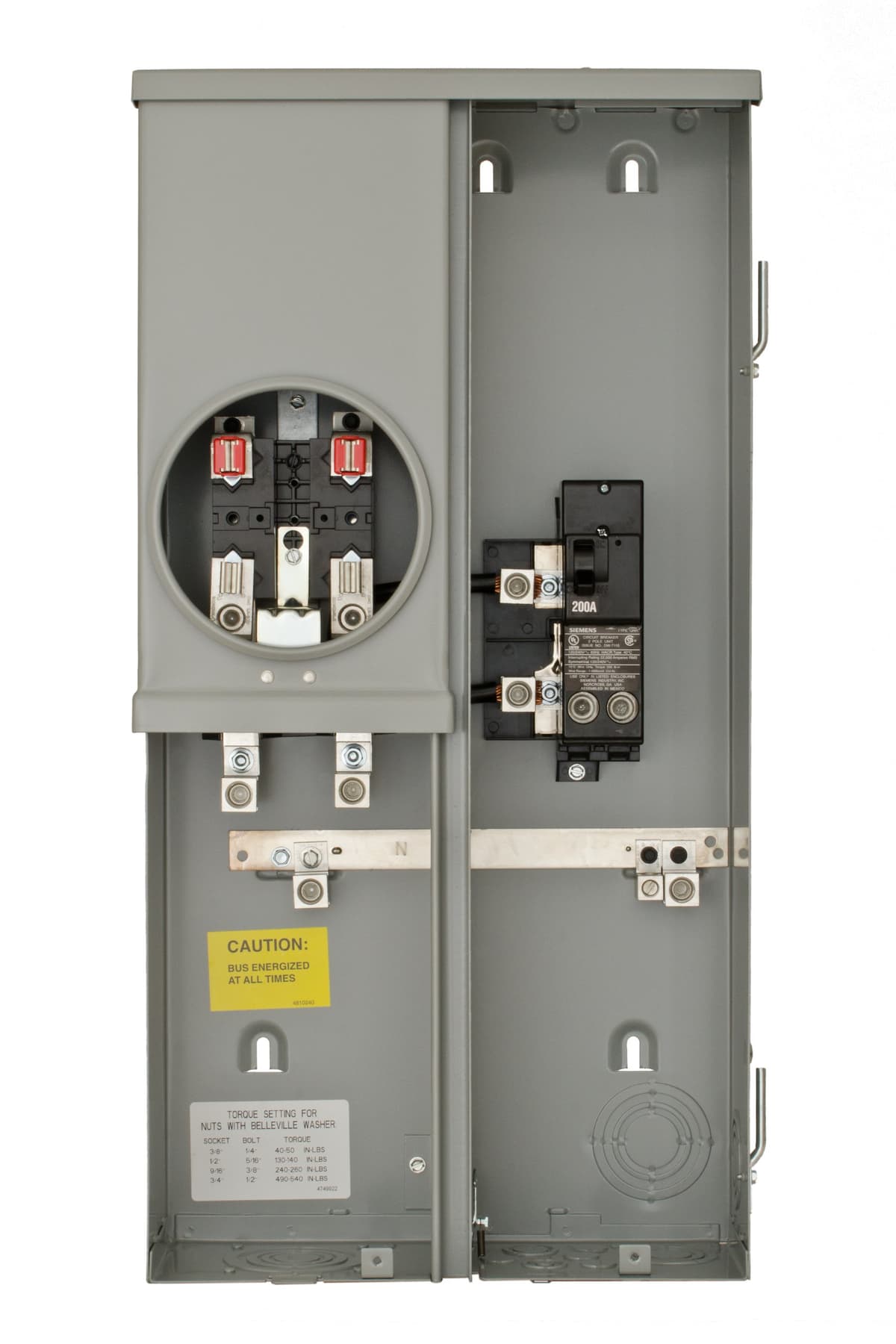 Siemens MM0202B1200ESC Combinación medidor-main 200A, superficie con cubierta tipo aro