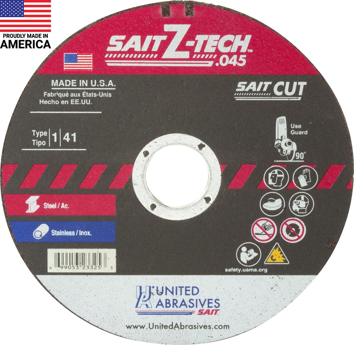 United Abrasives SAIT 23323 Ruedas Z-Tech 4" x .045" x 5/8", paquete de 50