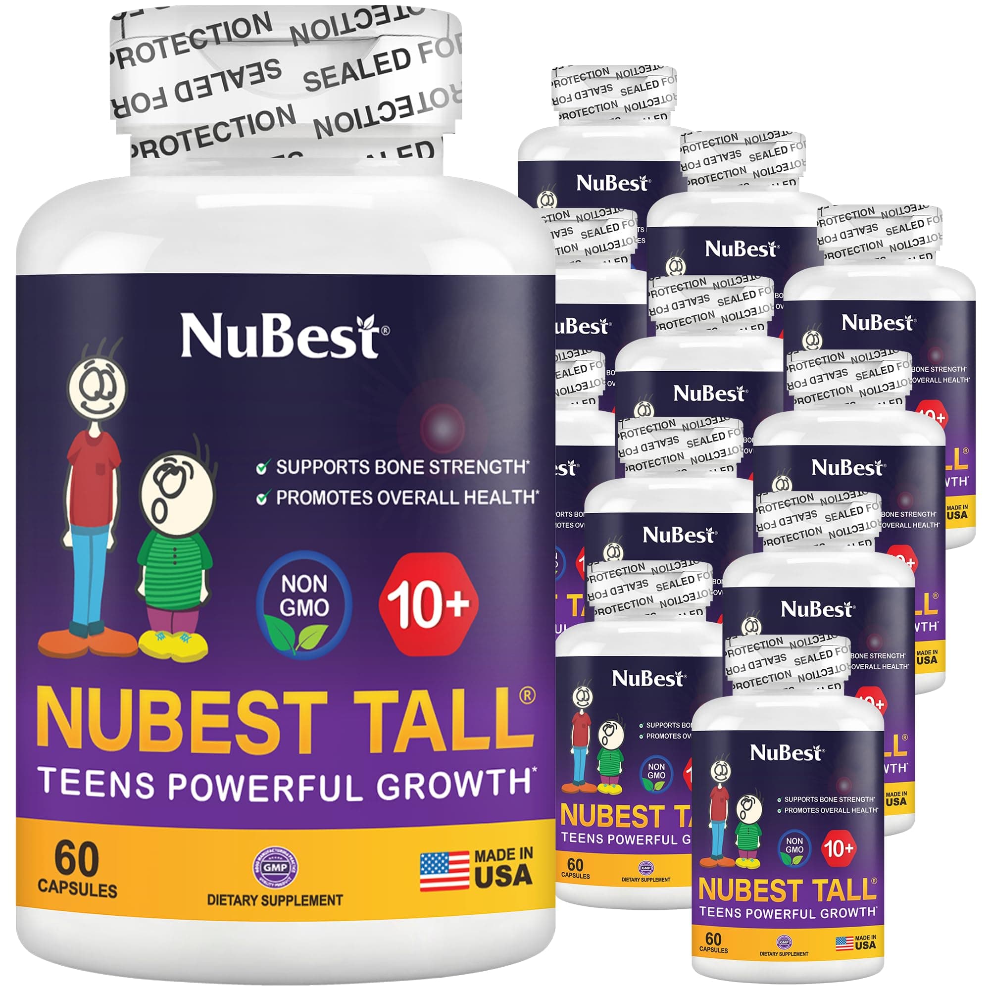 NuBest Tall 10+ - Fórmula premium para fortalecer los huesos con calcio, vitamina D3, K2 & multivitamínicos | Pack 12 1-82008