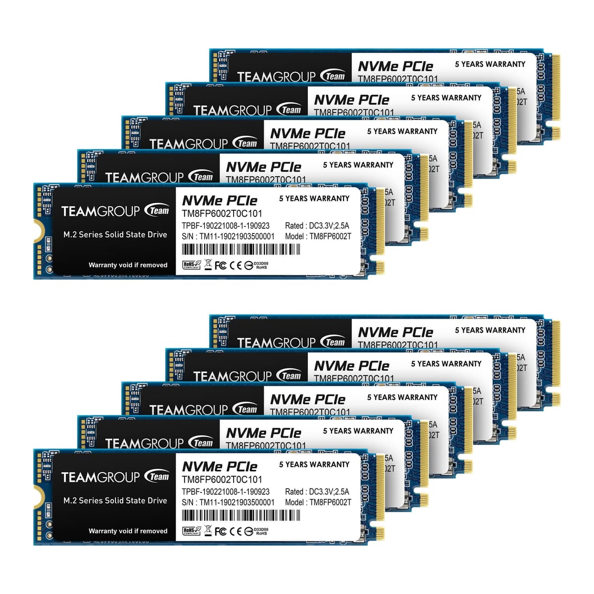 TEAMGROUP MP33 512GB - SSD NVMe M.2 2280 PCIe Gen3x4 (paquete de 10) TM8FP6512G0C1P2