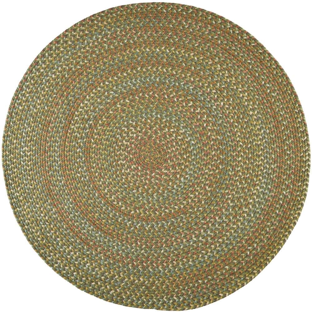 Super Area Rugs Confetti Alfombra Trenzada Interior/Exterior - Hecha en USA - Olive - 7' Redonda RHO-CY67R084X084