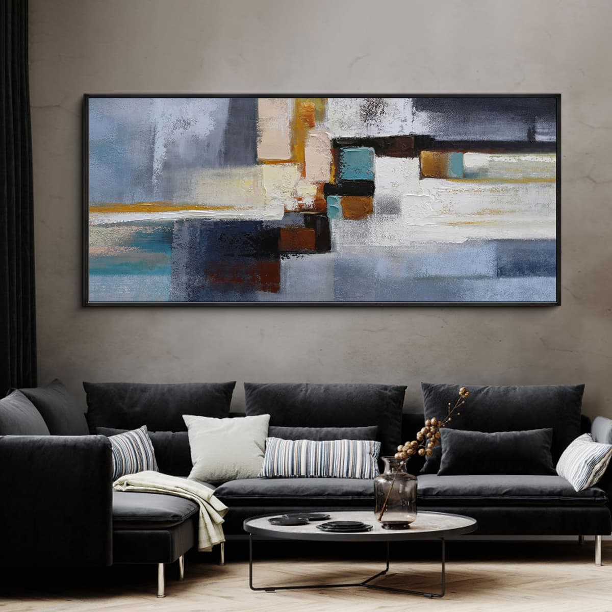 KLAKLA Arte de pared extragrande abstracto - Lienzo moderno enmarcado 86x39 pulgadas