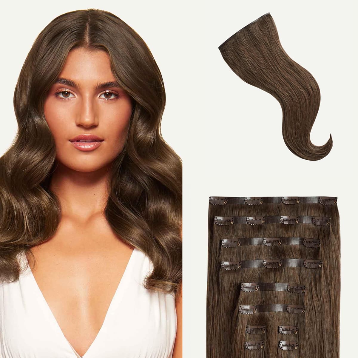Luxy Extensions Clip-In 24" 240g Neutral Brown Seamless - 100% Remy Human Hair 24-240g-Color4A-S
