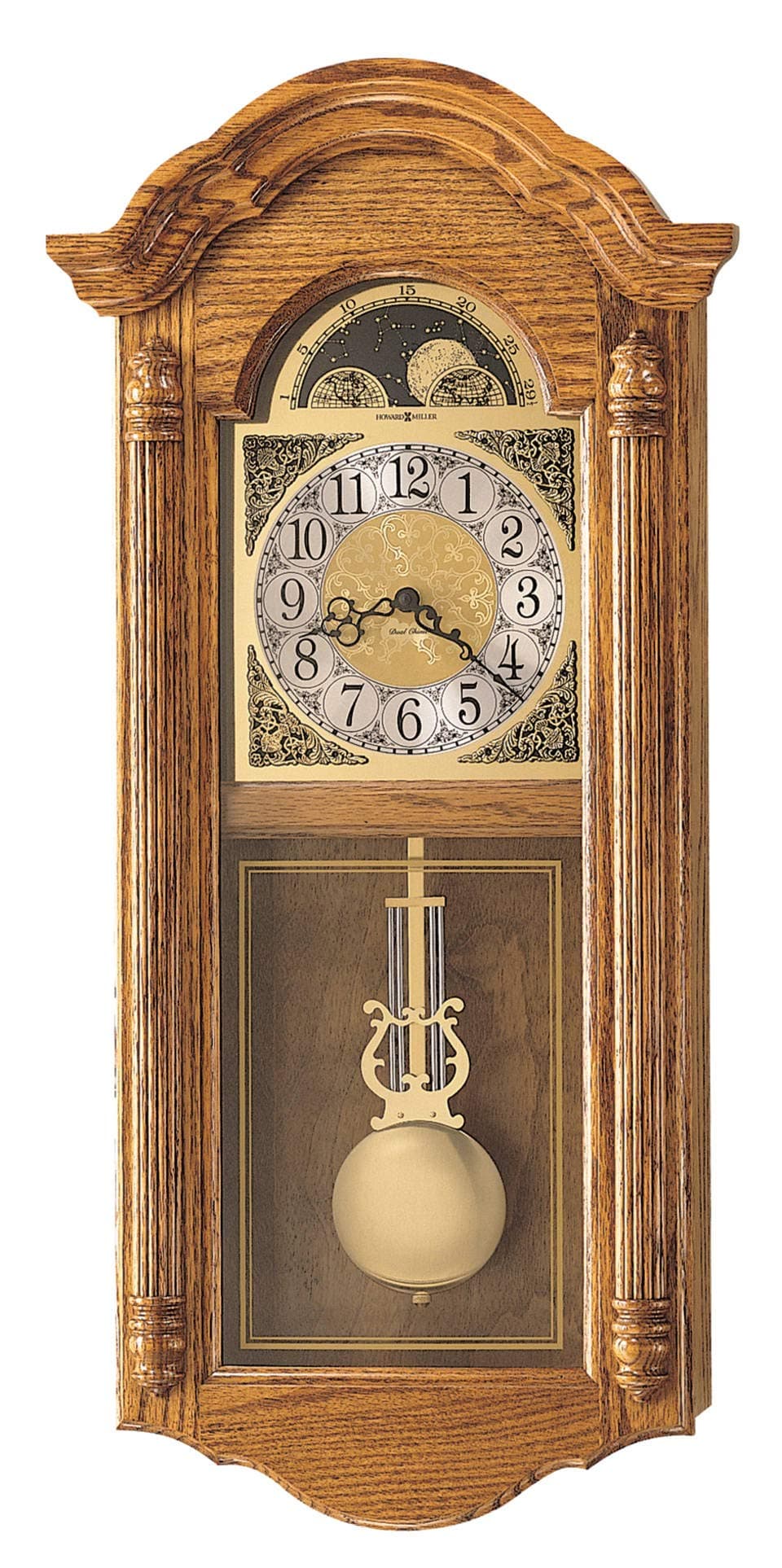 Howard Miller Mason II Reloj de Pared con Péndulo Dorado y Movimiento Ave Maria 549468