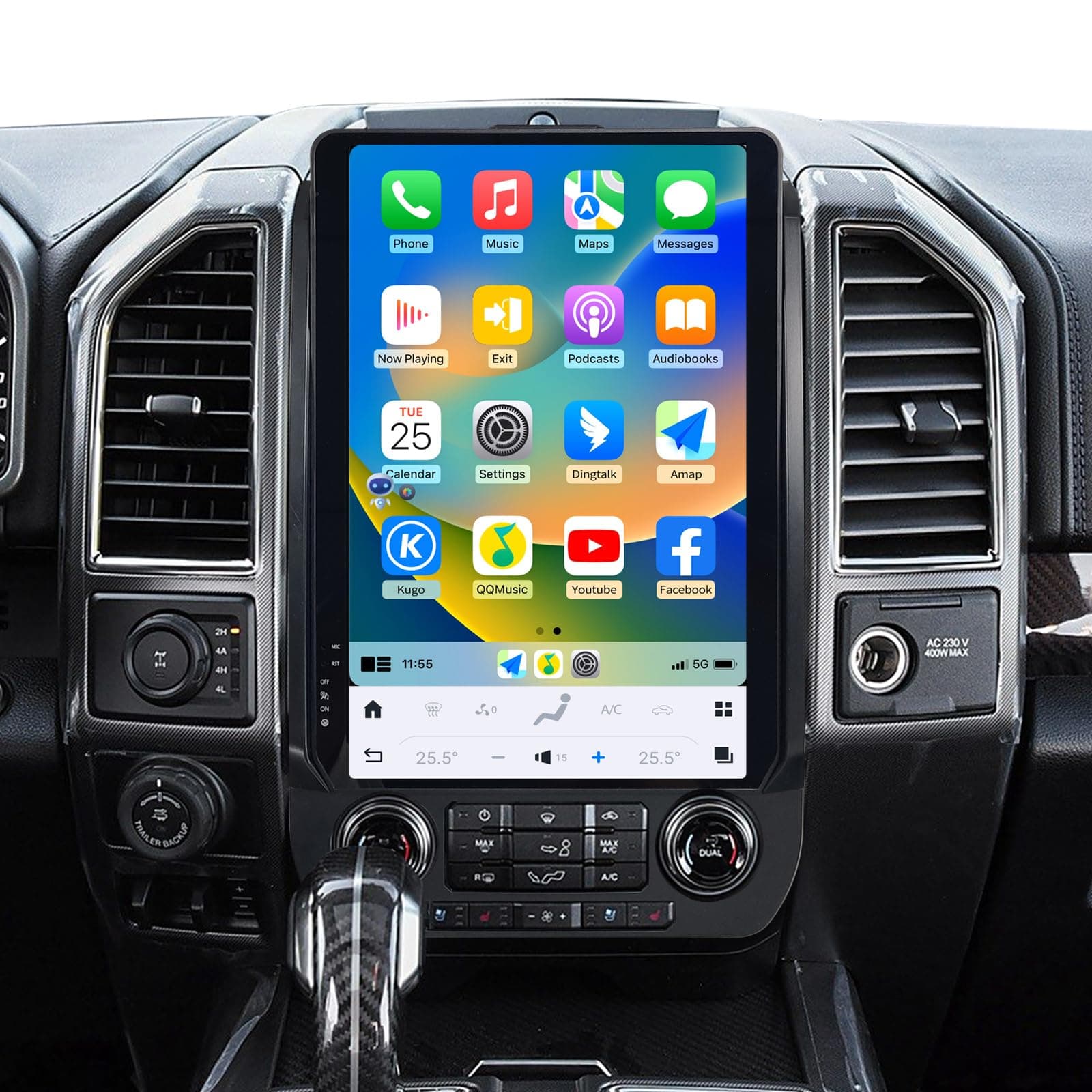 HNOPYHNT Pantalla táctil vertical 14.4" Android para Ford F-150 Raptor 2015-2020 (SYNC-3)