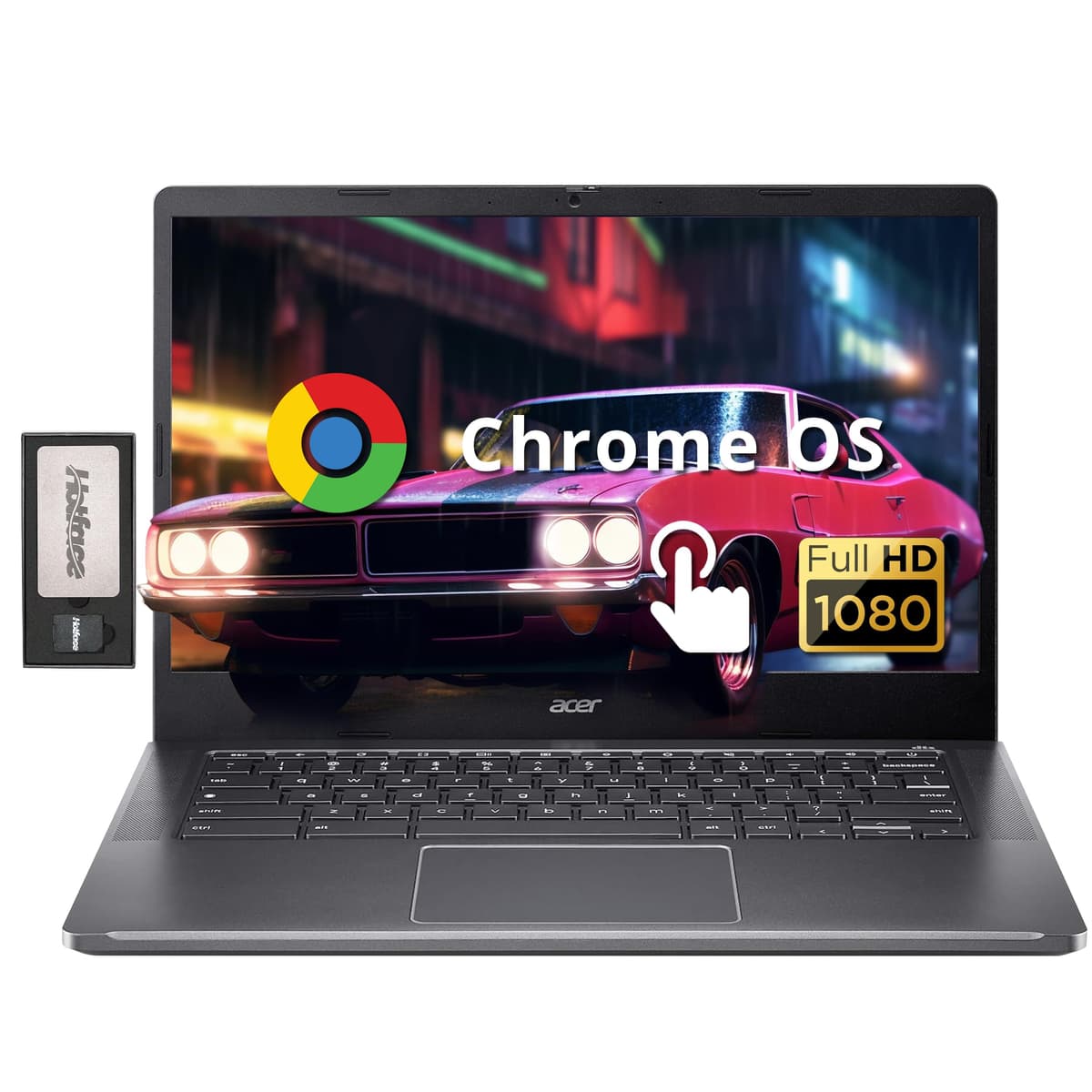 acer Chromebook Plus 14" FHD Pantalla Táctil, Procesador Intel i3-N305, 8GB RAM LPDDR5, 672GB Almacenamiento (512GB SSD + 160GB Estación de Acoplamiento), Intel UHD Graphics, Wi-Fi 6E, Chrome OS, Gris