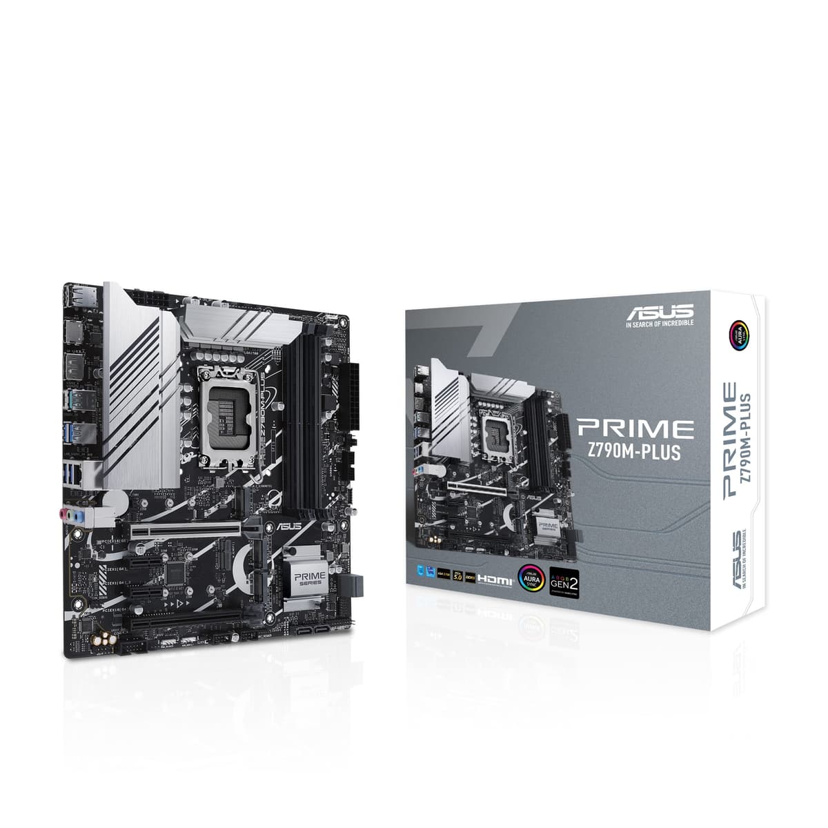 Placa madre ASUS Prime Z790M-PLUS Gaming para Intel LGA 1700 (mATX, PCIe 5.0, DDR5,3x M.2, Aura Sync) 90MB1E70-M0EAY0