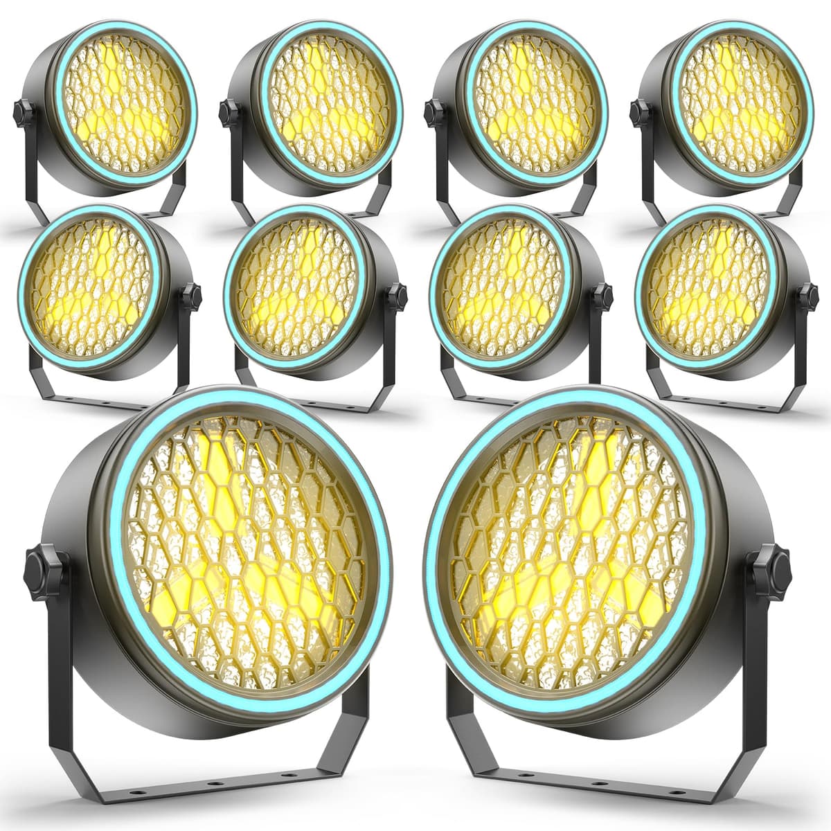 Nitehop Stage Par Lights COB ZQ01671 - 100W, COB dorado + RGB, DMX512, 10 pack