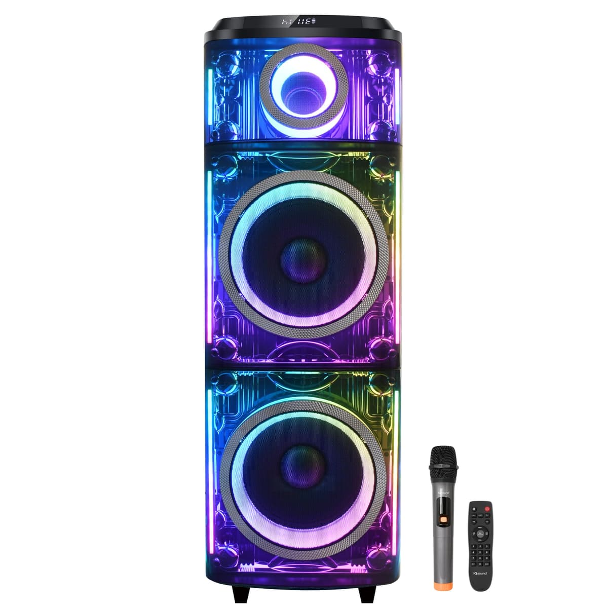 Supersonic IQ Sound IQ-7712DJBT Bocina Recargable Dual 12" para Fiesta y Karaoke 150W RMS, TWS, Bluetooth, USB/SD, Mic/Guitarra, Luces LED