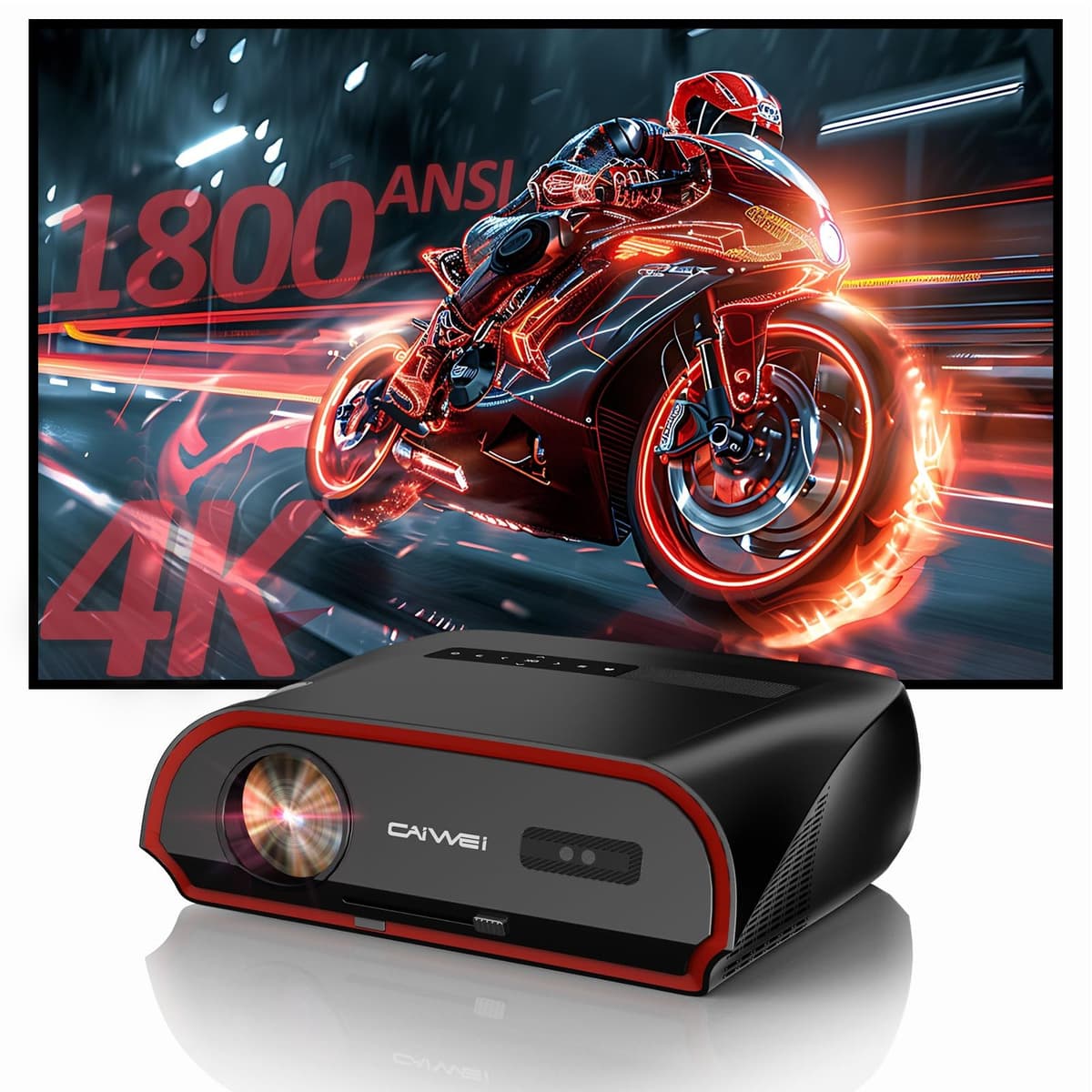Pxodyda Proyector inteligente 1800 ANSI lumens - WiFi6, NFC Cast, HDR10+, Android TV A10