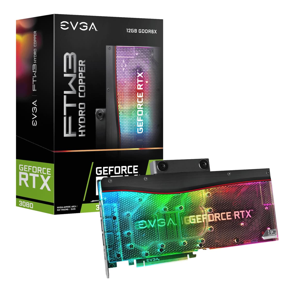 EVGA GeForce RTX 3080 12GB FTW3 ULTRA HYDRO COPPER GAMING, 12G-P5-4879-KL, 12GB GDDR6X, LED ARGB, Placa Trasera Metálica, LHR