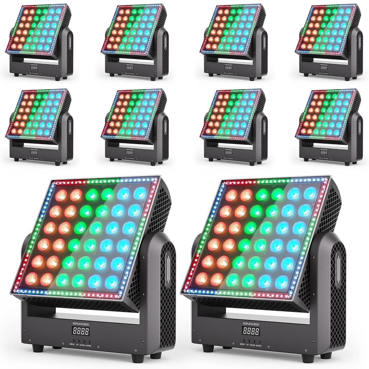 Warmdance 250W Moving Head DJ Light con 36 RGBW + 96 RGB LEDs, 104 Programas, 180° Tilt, DMX/RDM (10 piezas) ZQ06142USX10