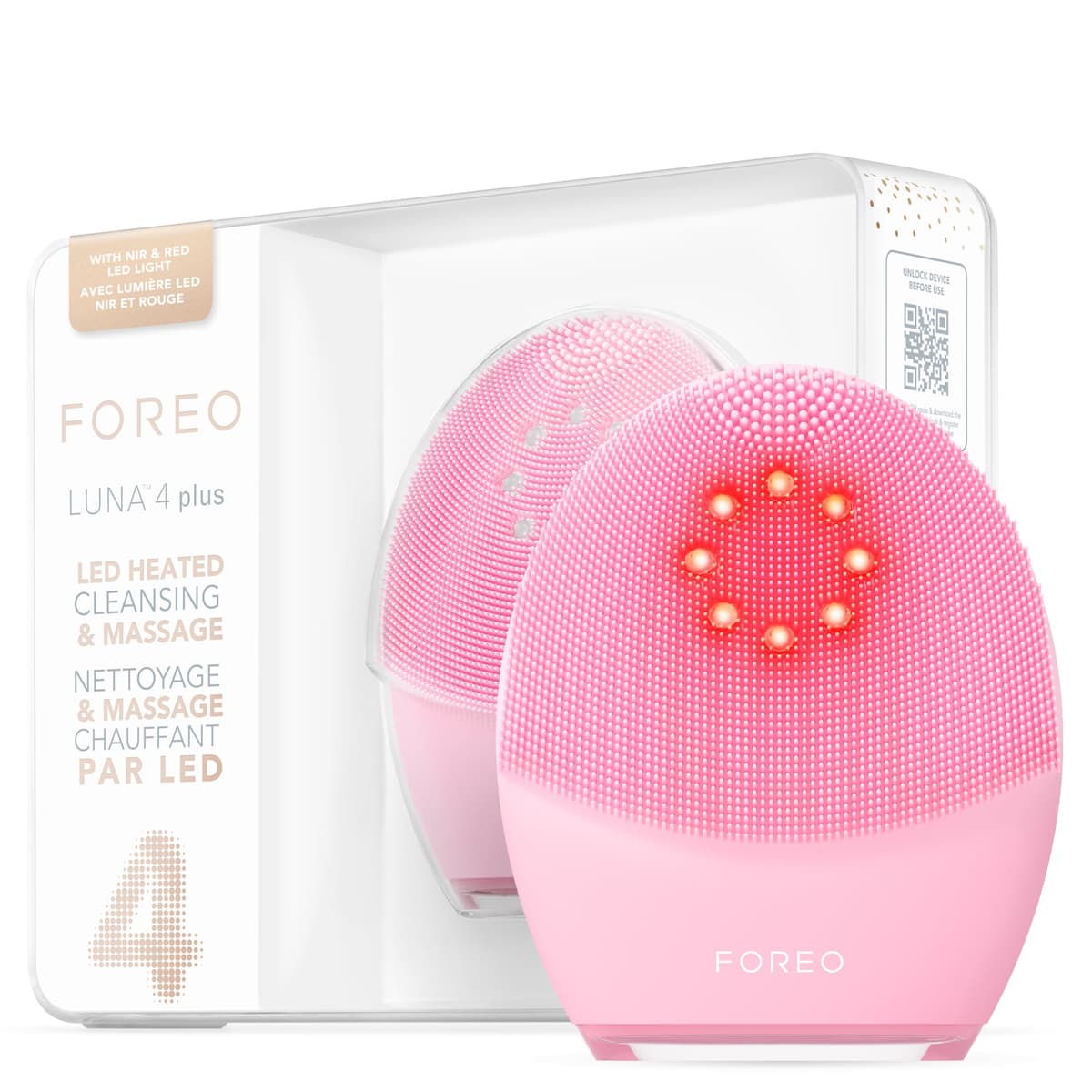 FOREO Luna 4 Plus Cepillo Facial de Limpieza T-Sonic con Termo, Microcorriente y LED Rojo F1245