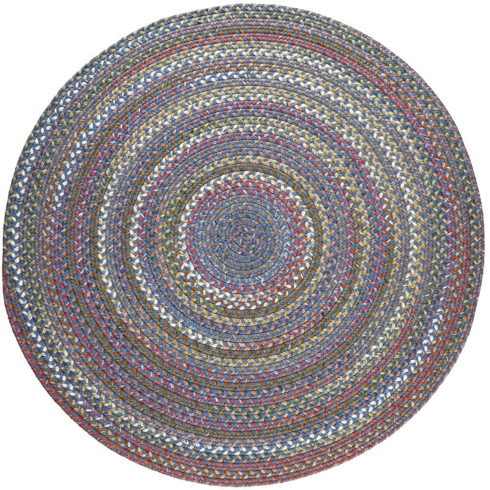 Super Area Rugs Gemstone Alfombra Trenzada Interior/Exterior - Hecha en USA - Sapphire - 7' Redonda RHO-CJ95R084X084