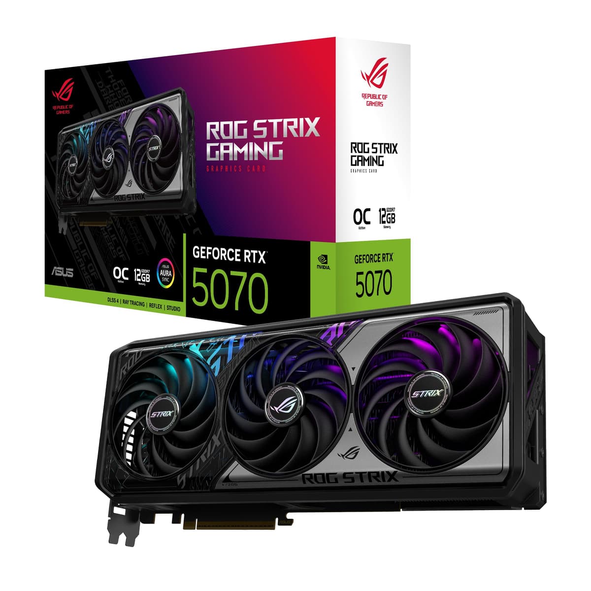 ASUS ROG Strix GeForce RTX 5070 OC Edition 12GB GDDR7 - Tarjeta gráfica PCIe 5.0 ROG-STRIX-RTX5070-O12G-GAMING