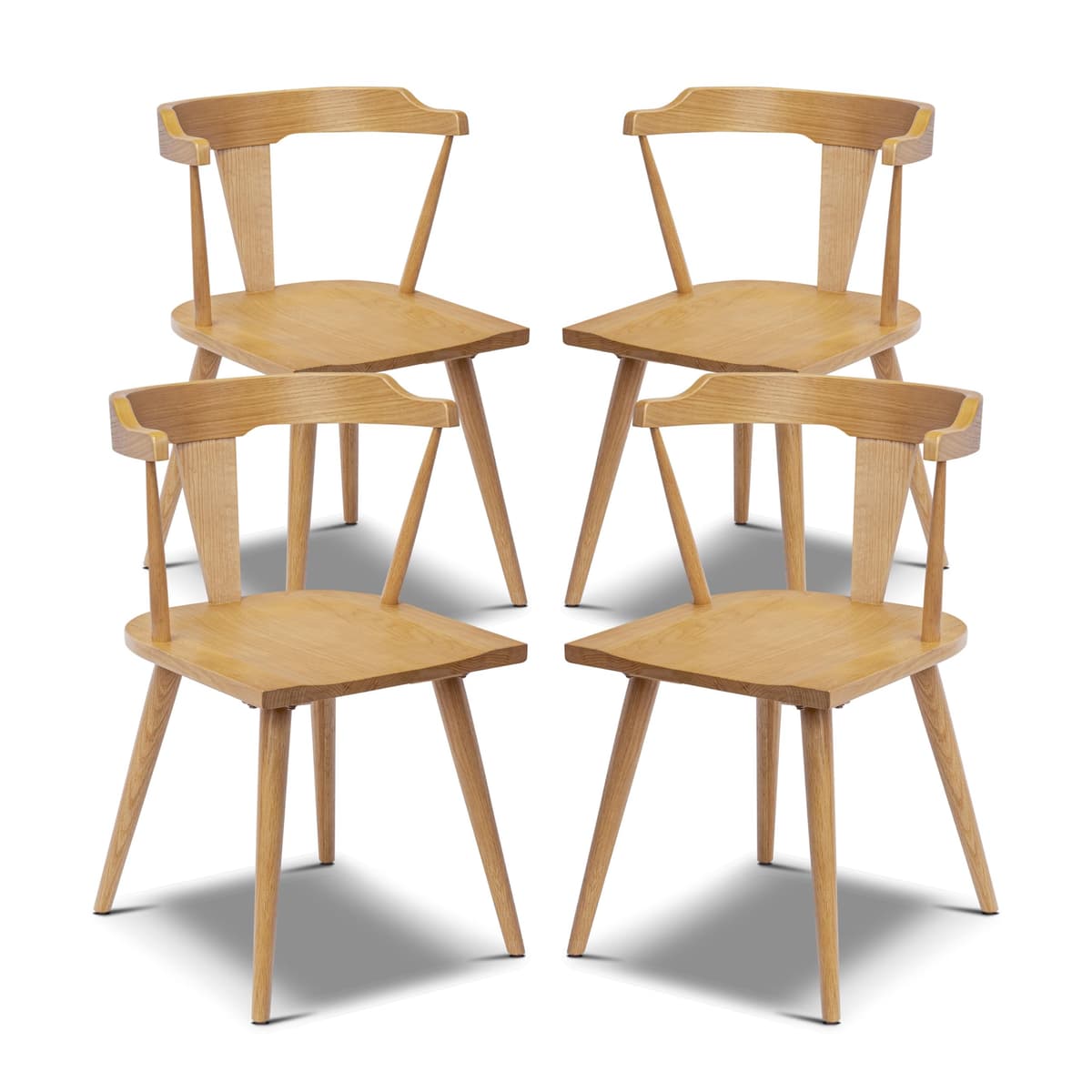 POLY & BARK Silla de comedor Enzo Mid Century Modern madera de roble set de 4 DI-A7471-230-X4