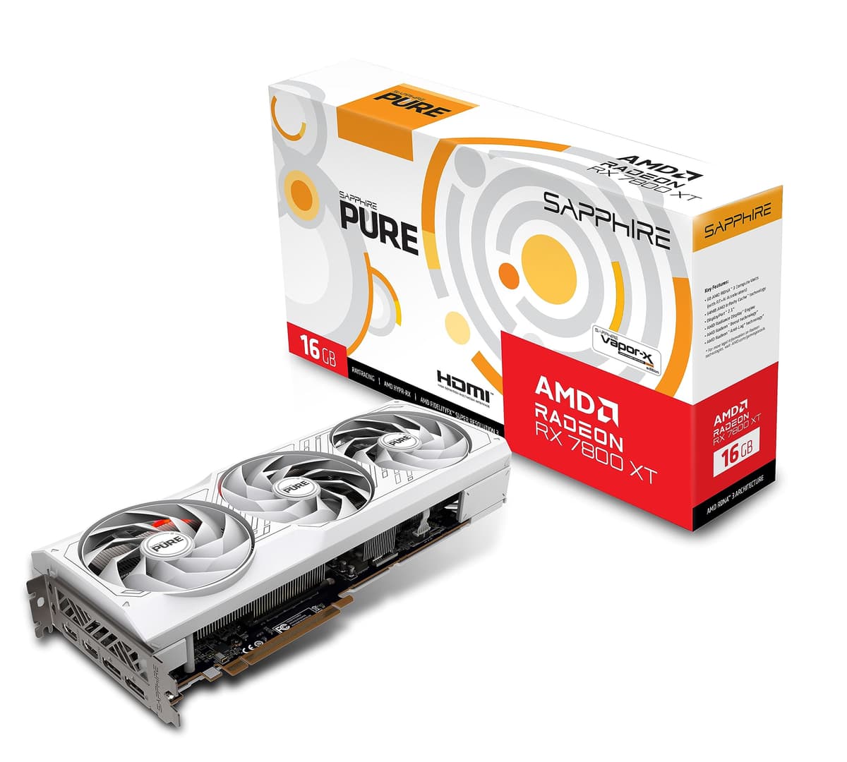 Sapphire 11330-03-20G Tarjeta de Video Gaming AMD Radeon RX 7800 XT Pure con 16GB GDDR6, AMD RDNA 3