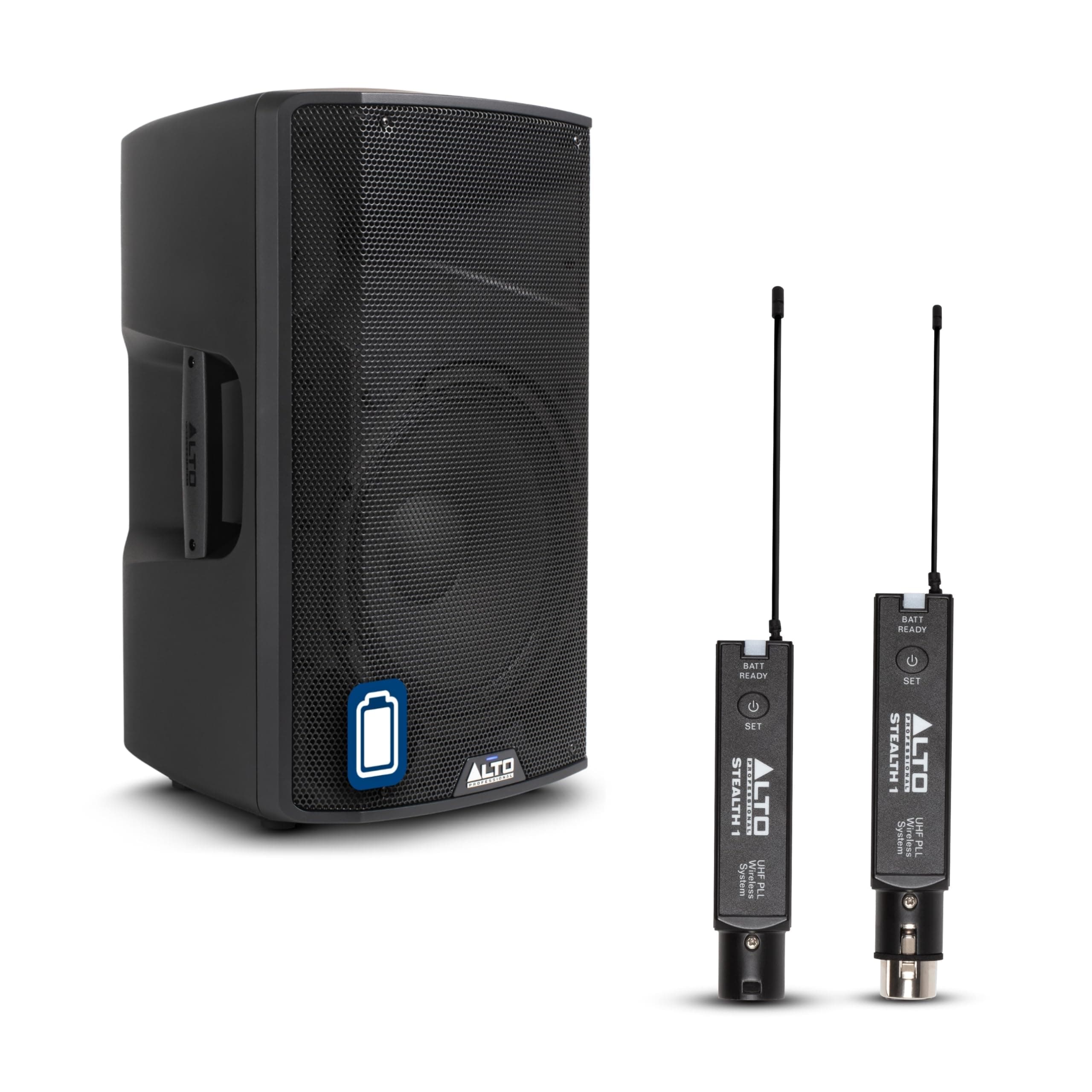 ALTO TX412B 600W 12" Battery Powered PA Speaker Bundle con micrófono XLR inalámbrico