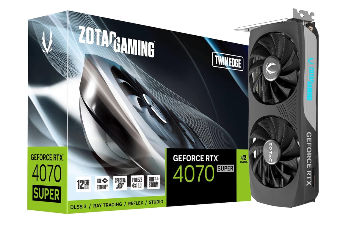 ZOTAC Gaming GeForce RTX 4070 Super Twin Edge 12GB - Compacta, RGB, IceStorm 2.0 ZT-D40720E-10M