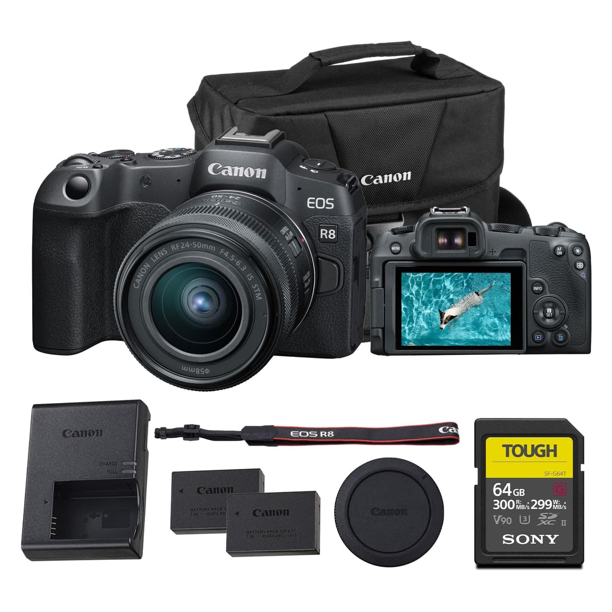Canon EOS R8 Mirrorless Camera 24.2MP Full-Frame con 4K 60p, Dual Pixel AF II y diseño liviano (Kit 24-50mm) + 64GB + Batería LP-E17 5803C012_EDIPC_2