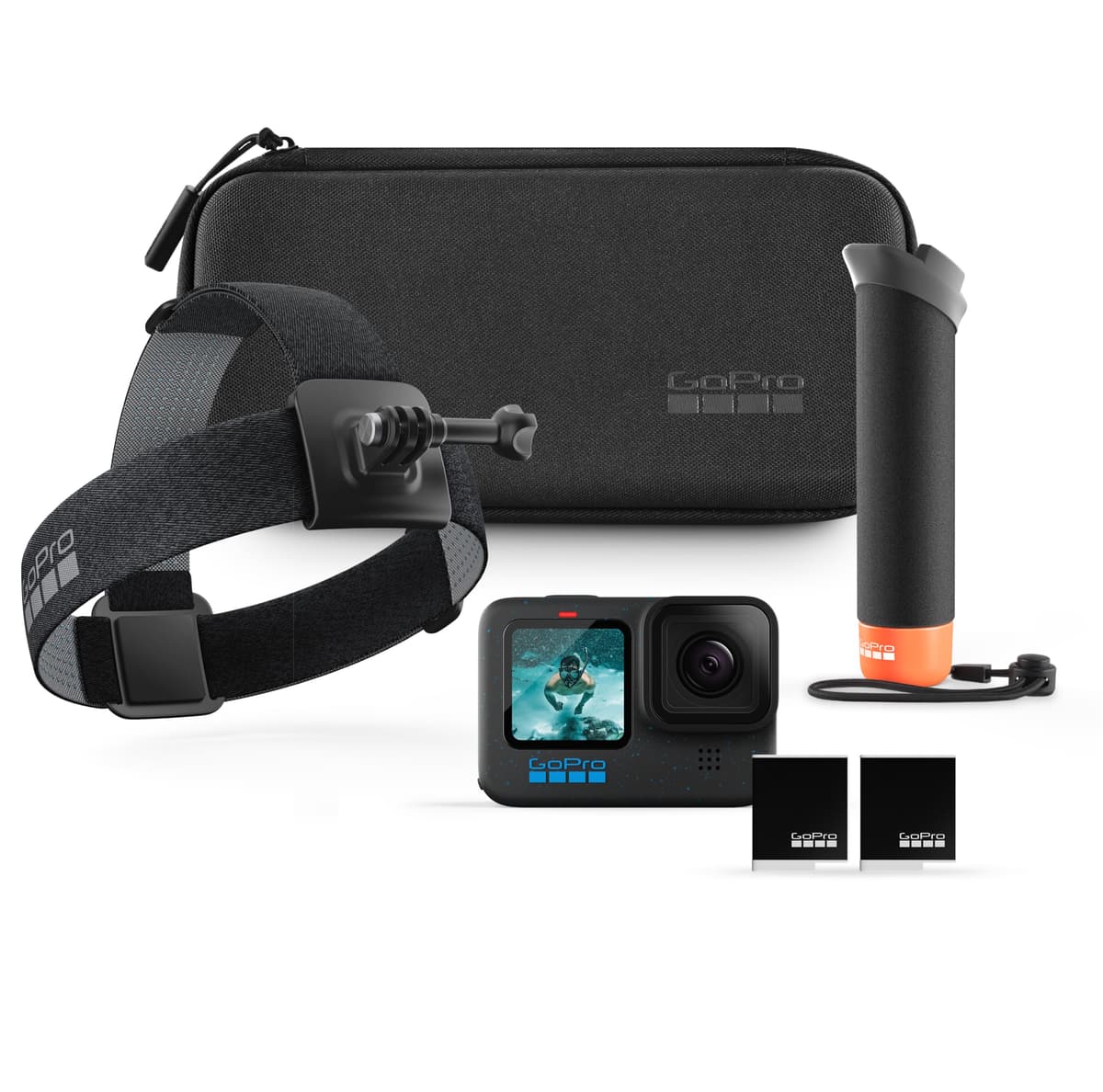GoPro HERO12 Black + Bundle de accesorios (Handler, Head Strap 2.0, Enduro, estuche) CHDRB-121-RW