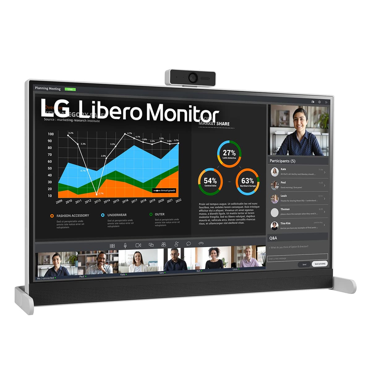 LG 27MQ70QC-S.AUS Monitor 27" QHD IPS con HDR10 y webcam Full HD desmontable