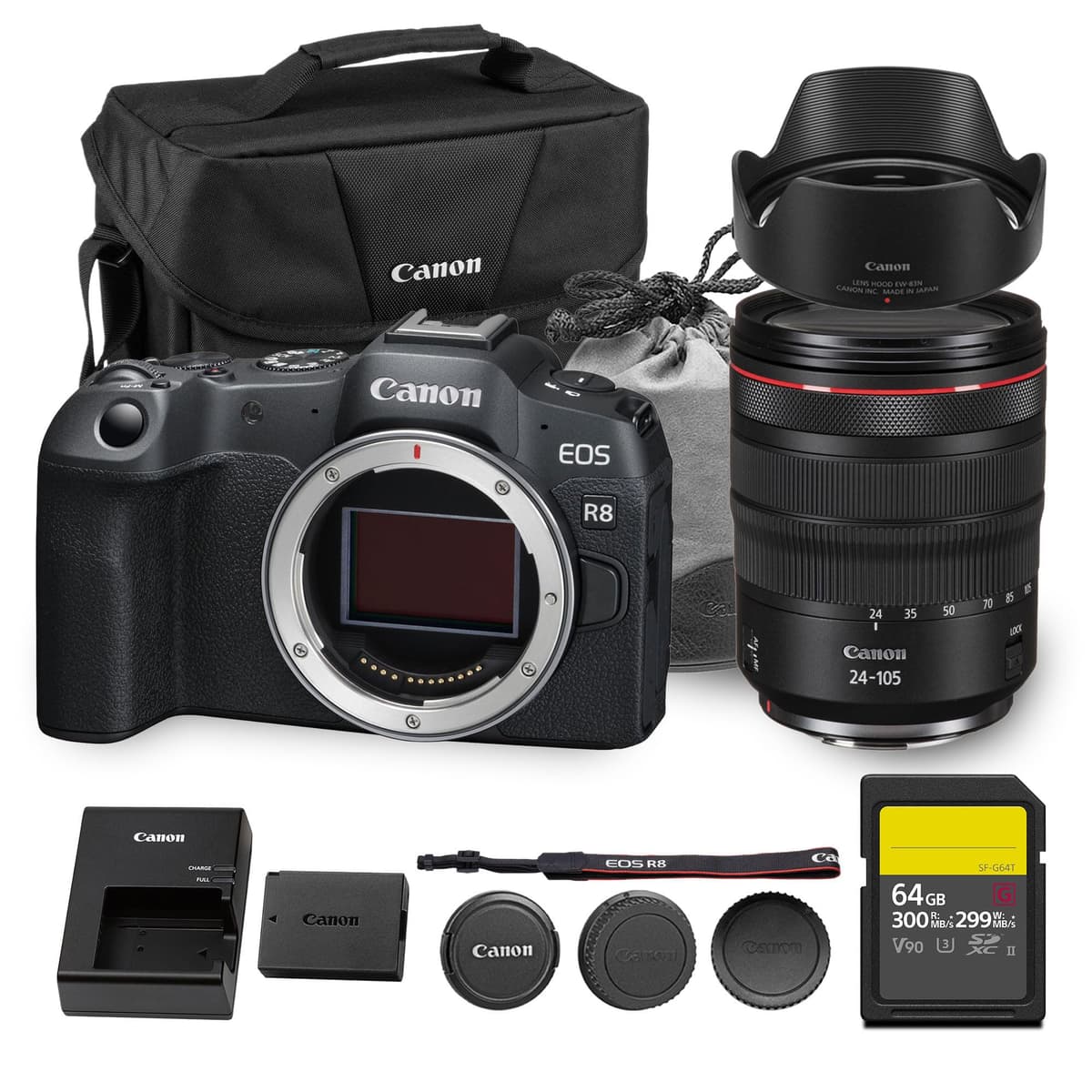 Canon EOS R8 Mirrorless Camera + RF 24-105mm f/4L IS USM + 64GB Card + Bolso 5803C002_EDIPL_9