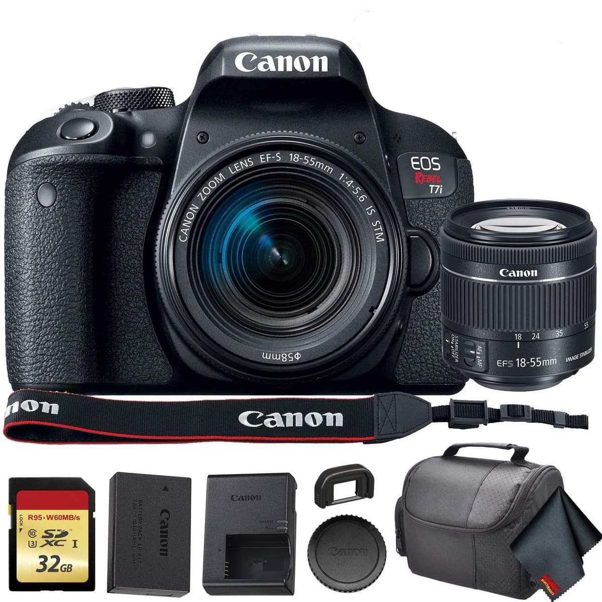 Cámara Canon EOS Rebel T7i DSLR con lente 18-55mm y accesorios - Starter Bundle (Renewed) 1894C002-189