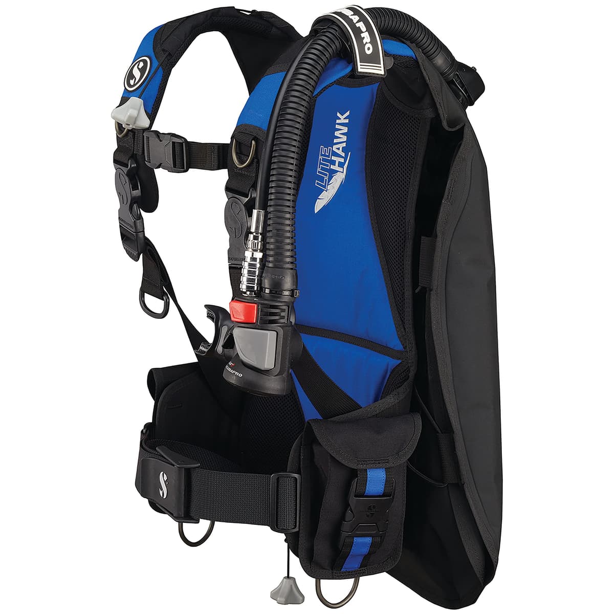 SCUBAPRO Litehawk BCD de buceo con Air2 Octopus de 5ª generación (Extra Small/Small, Black/Blue) 22.220.155