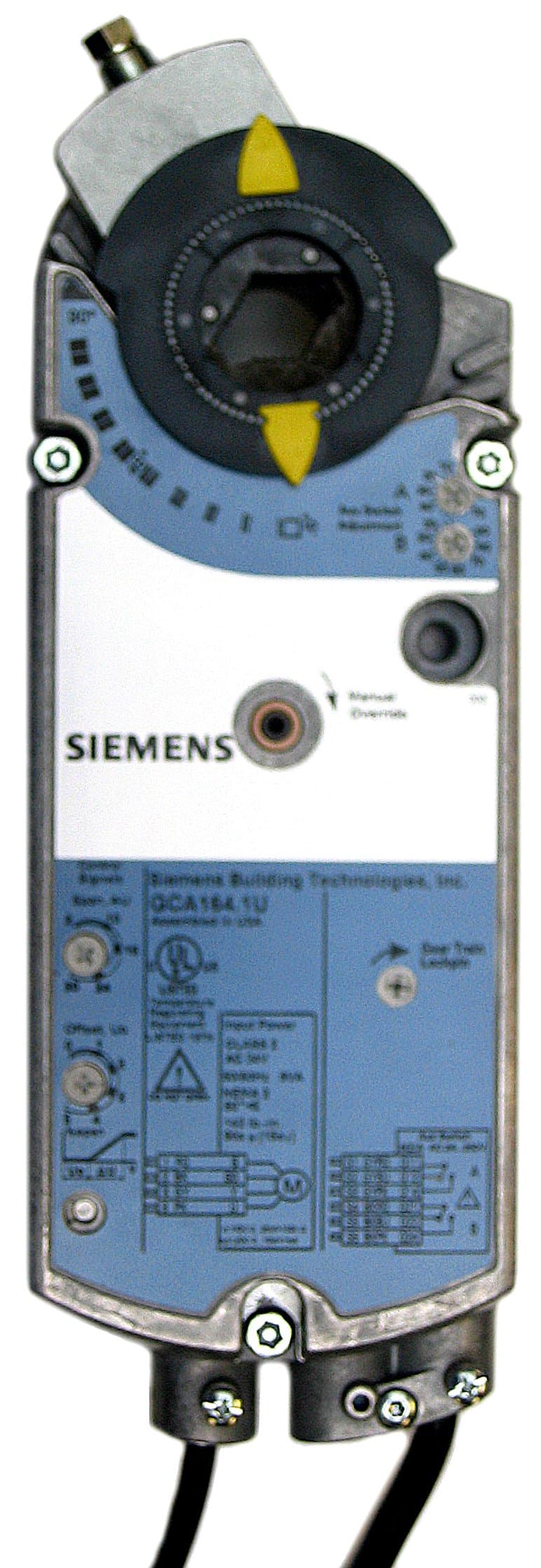 Siemens GCA121.1P actuador de compuerta rotativo con retorno por resorte, 160 lb-in, 24 VAC/DC, control 2 posiciones, plenum