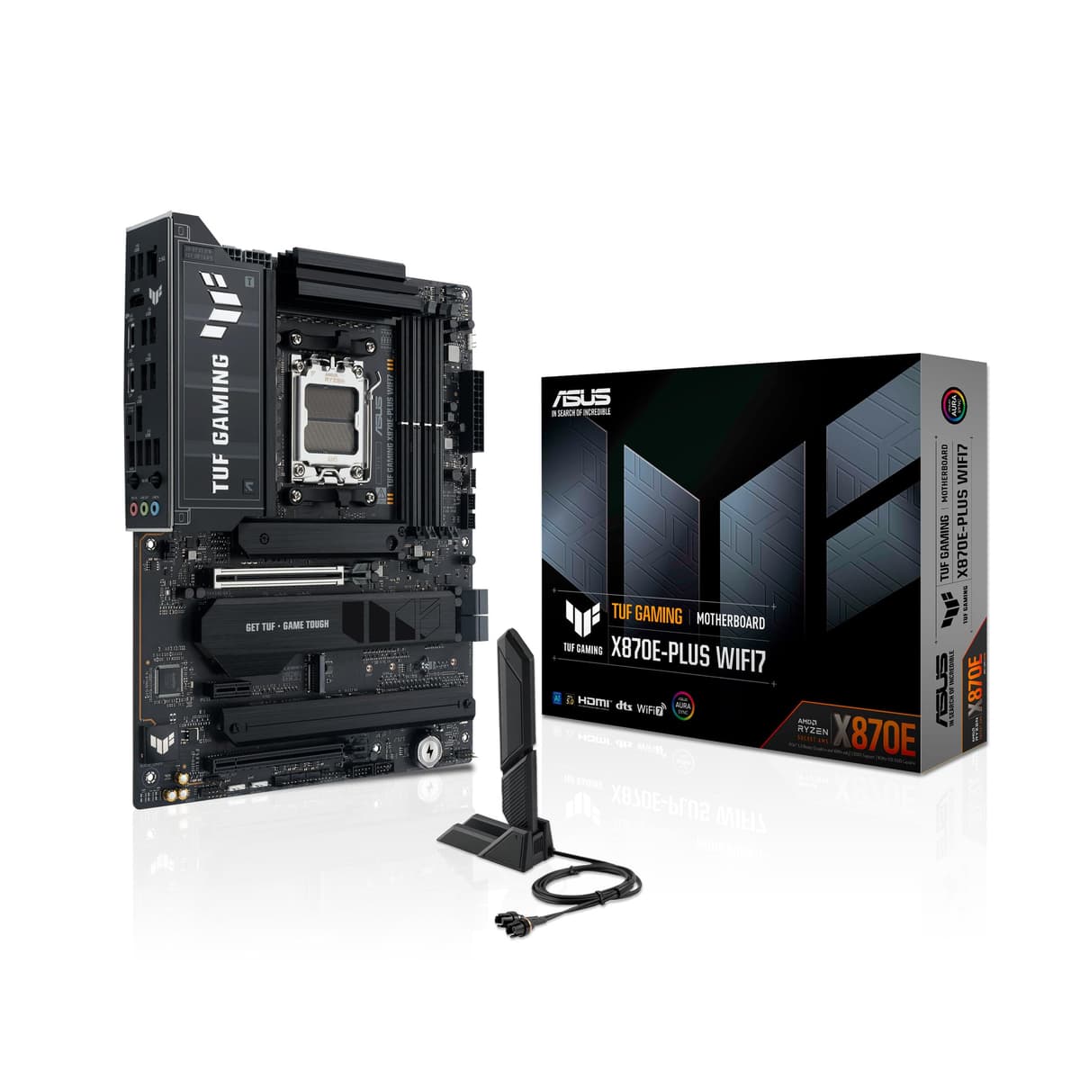 Placa madre ASUS TUF Gaming X870E-PLUS WIFI7 Socket AMD AM5 (ATX, DDR5, PCIe 5.0,4x M.2, WiFi 7, Aura Sync, AI Cooling II, Ranura PCIe Q-Release Slim, BIOS Flashback) 90MB1M70-M0EAY0