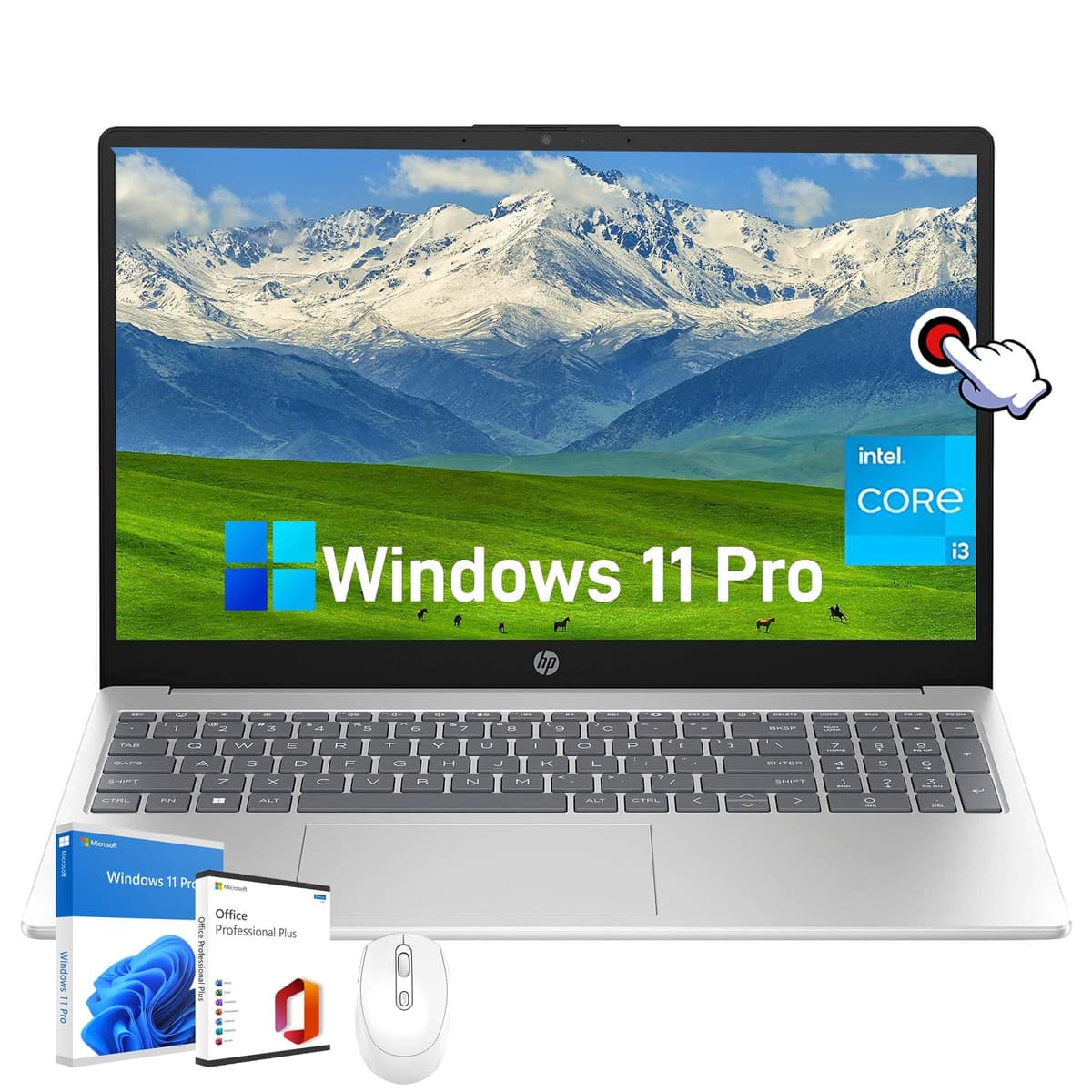 HP Laptop 15.6" Táctil, Intel i3-1215U 6-Core, 64GB RAM, 1TB SSD, Intel UHD, Windows 11 Pro