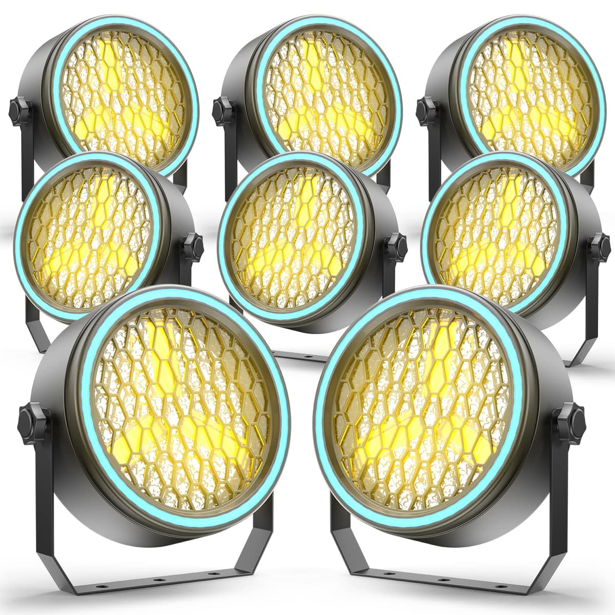 Nitehop Stage Par Lights COB ZQ01671 - 100W, COB dorado + RGB, DMX512, 8 pack