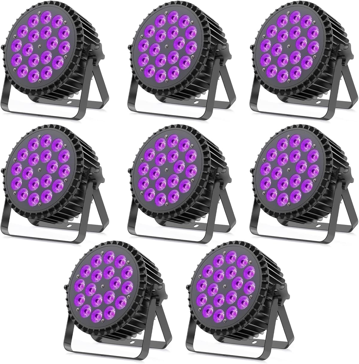 HOLDLAMP 18LED Par Can RGBWA+UV 6en1 con DMX, activación por sonido y uplights para eventos (8 piezas) ZQ01510