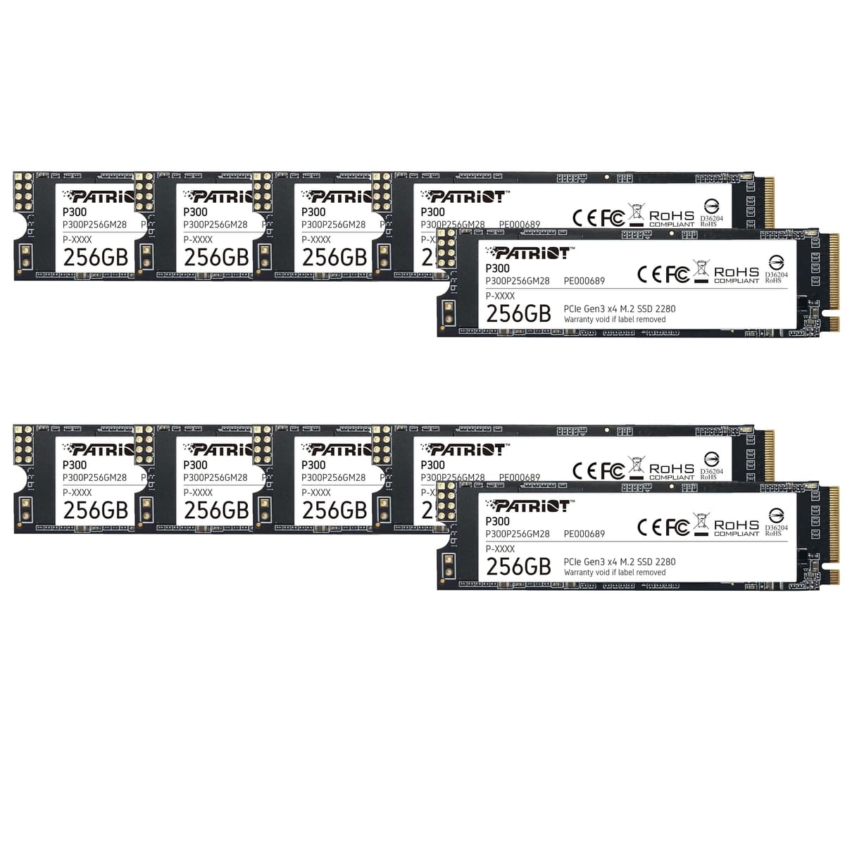 Patriot P300 256GB SSD Interno NVMe PCIe Gen3x4 M.2 2280 - Pack 10 P300P256GM2810