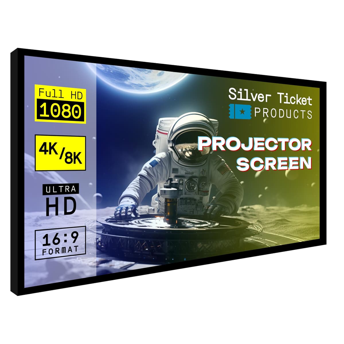 Silver Ticket STR Series 165" Fixed Frame 16:9 - Material Acústico Woven 1.15 Gain STR-169165-WAB