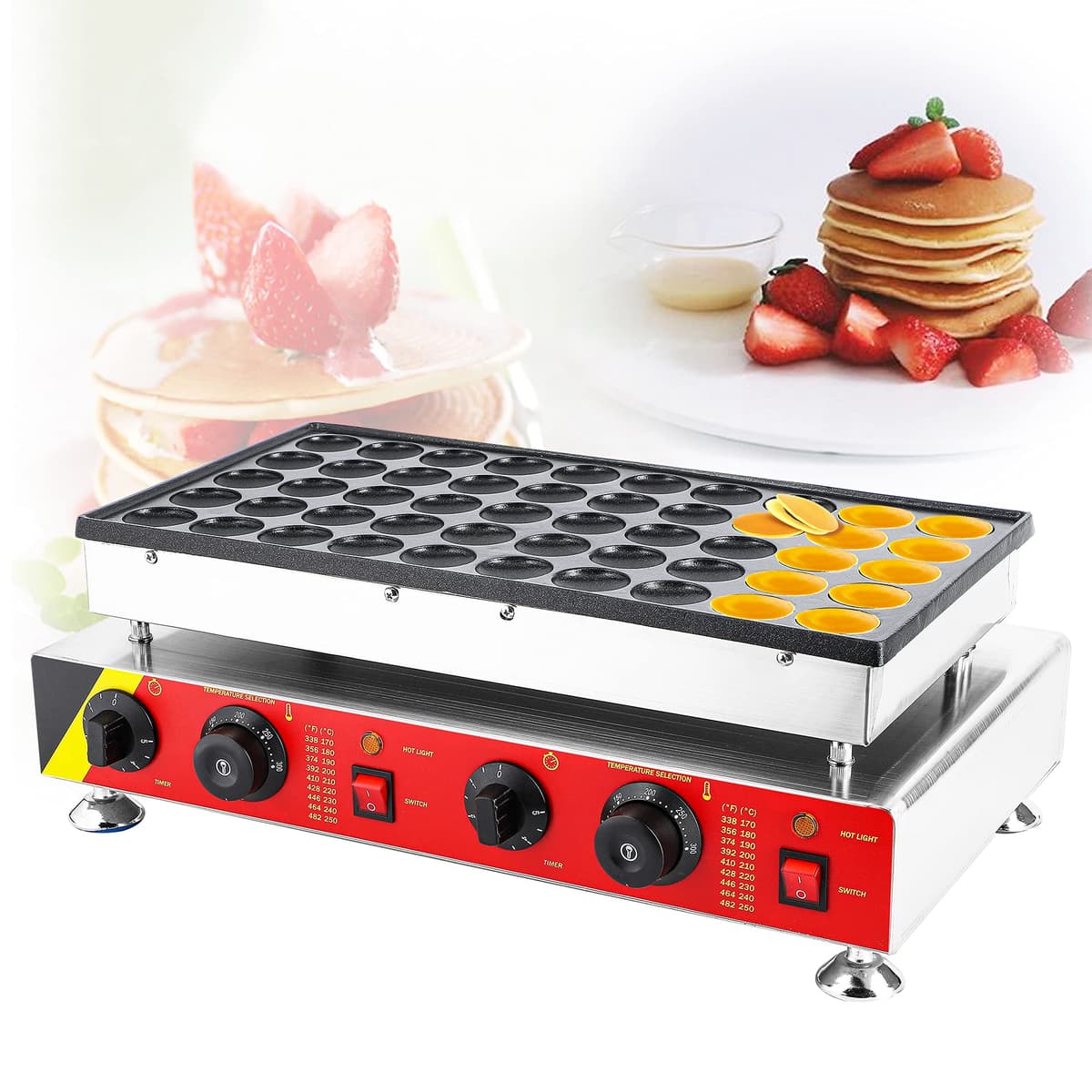 Hanchen Electric Dorayaki Maker Commercial Muffin Bake Machine 50Pcs Double Switch Poffertjes Grill 110v 60Hz American Plug