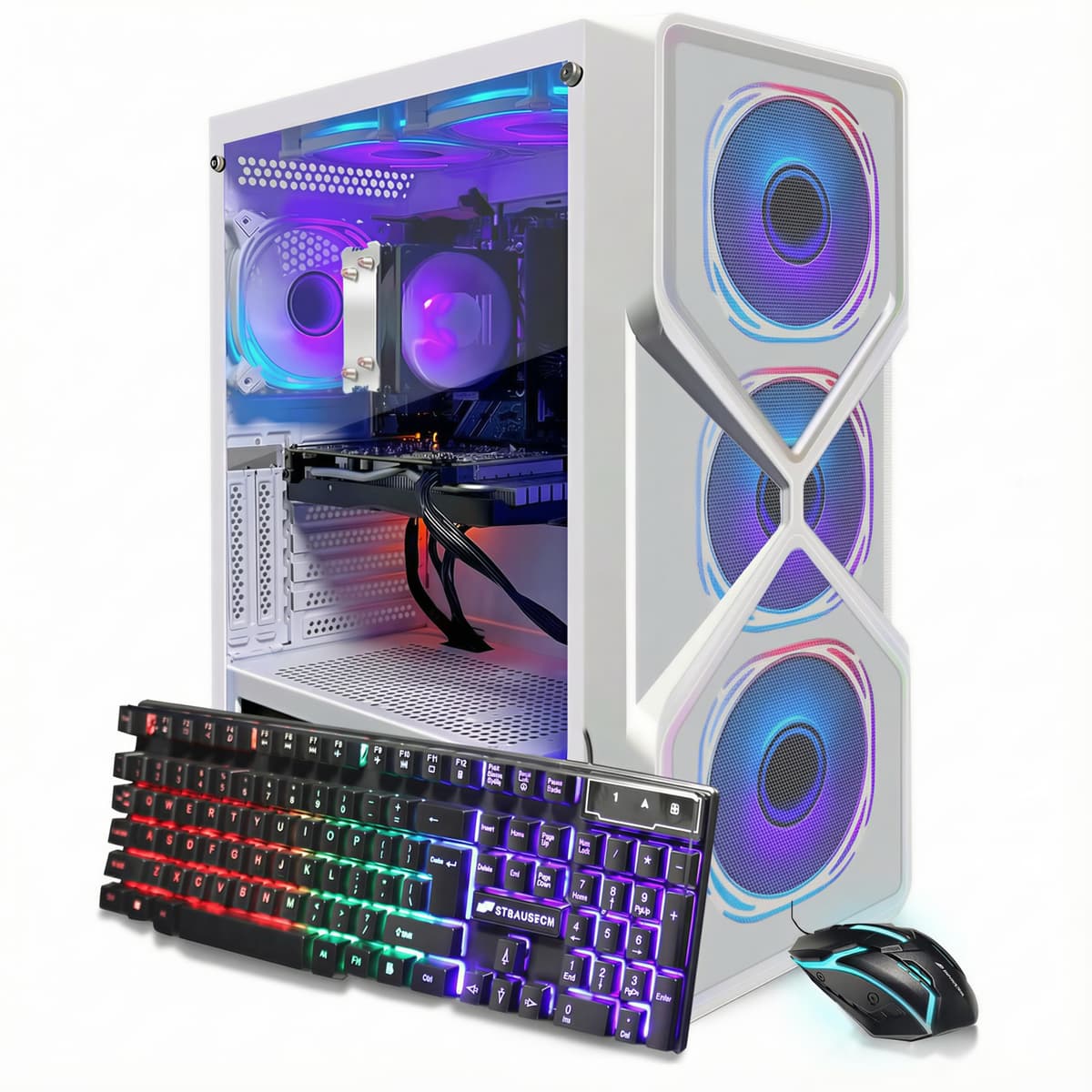 PC Gamer STGAubron, AMD Ryzen 5 5500 hasta 4.2 GHz, GeForce RTX 3050 6GB, 16GB DDR4, SSD 1TB, WiFi 6 y BT 5.0, 6 ventiladores RGB, Windows 11 Home, blanco ABR1722
