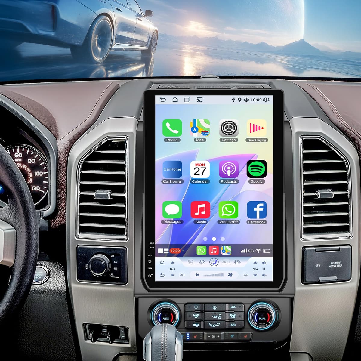 electrosmart Radio para auto Qualcomm 8 núcleos 8+128 para Ford F150 2015-2020 Android 13, pantalla táctil IPS de 14.5 pulgadas con CarPlay/Android Auto inalámbricos, GPS, WiFi, Bluetooth, FM, DVR